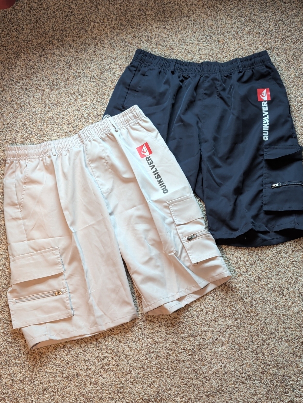 Quiksilver Men's Cargo Shorts in Navy and Cream